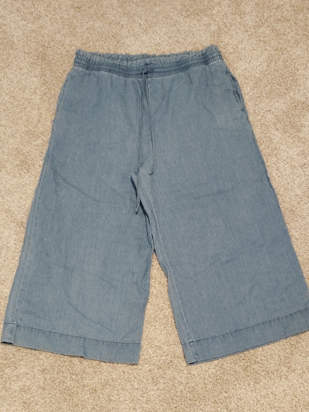 Madewell Wide-Leg Denim-Style Cropped Pants in Light Blue